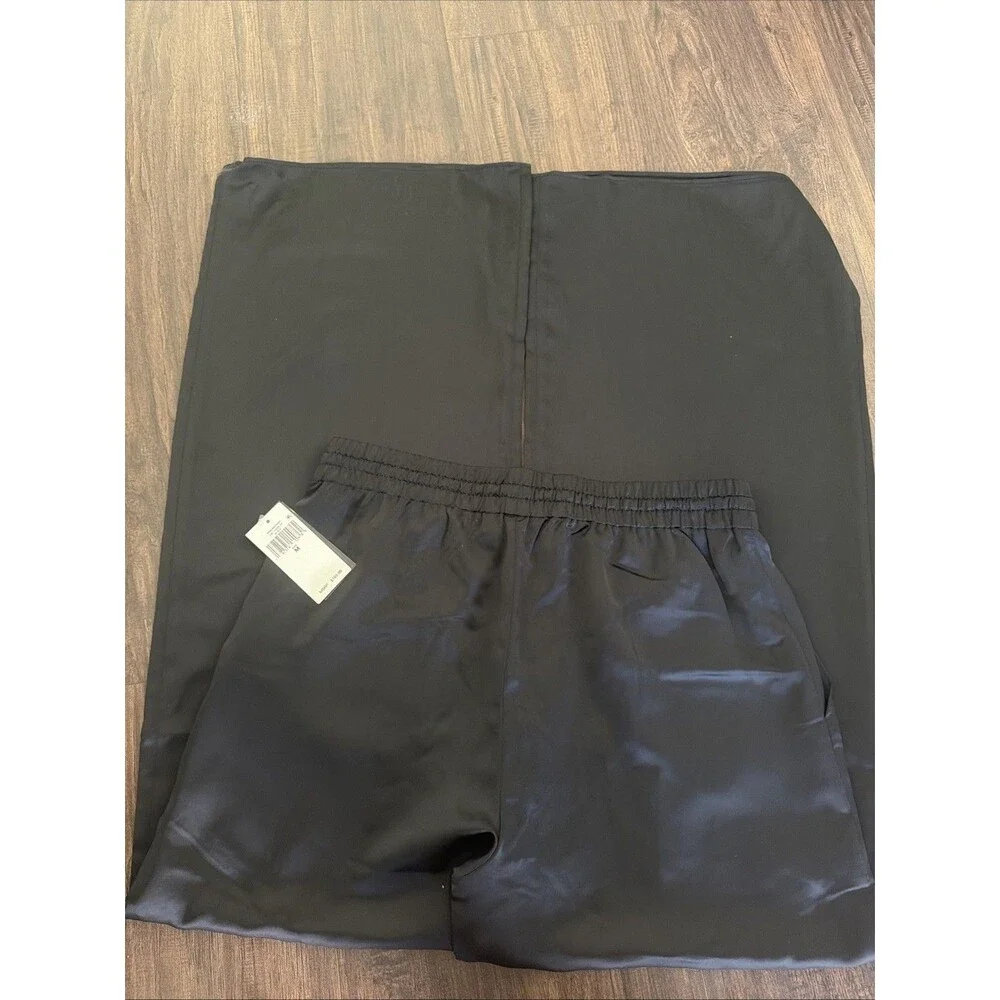 Lauren Ralph Lauren Womens Wide-Leg drawcord waist Satin Charmeuse Pants Black M - Picture 11 of 12
